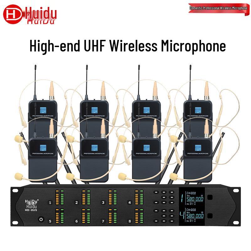HuiDu HD-2US Dual Wireless Gooseneck & Lavalier Conference Microphone System