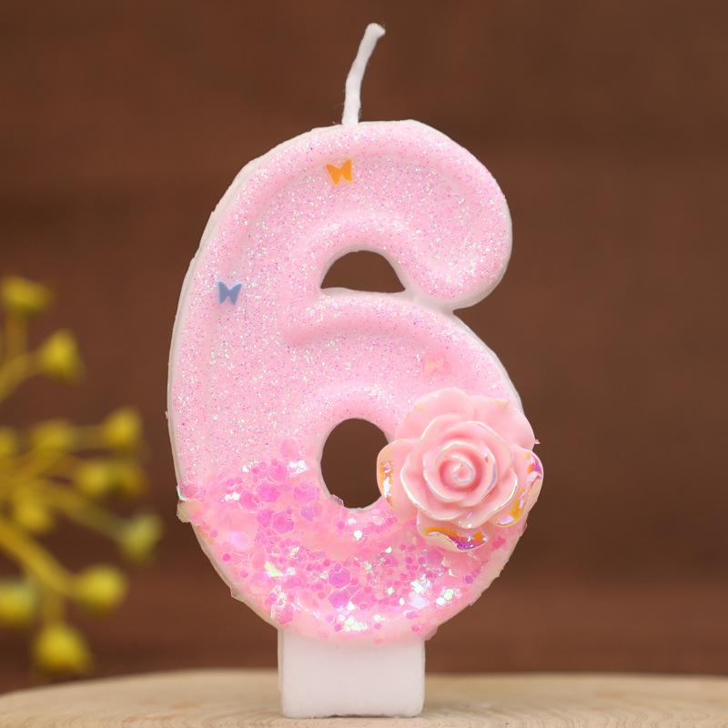 New Pink Rose Flower Creative Digital Birthday Candle Cake Decoration Party First Year Candle Shein
