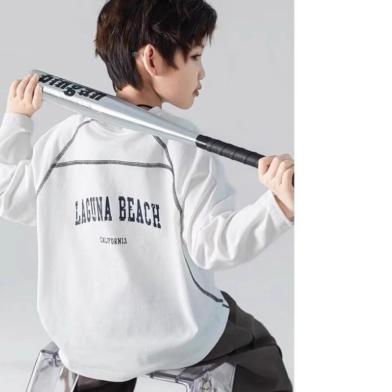 Boys' Long Sleeve T-Shirt: 2025 Spring & Autumn Style, Round Neck, Outdoor Trendy Top for Kids