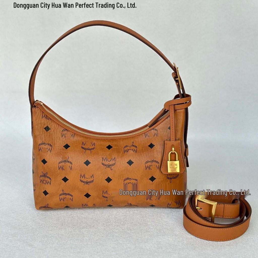 M Brand Classic Monogram Gold-Lock Small Shoulder, Crossbody, and Underarm Bag