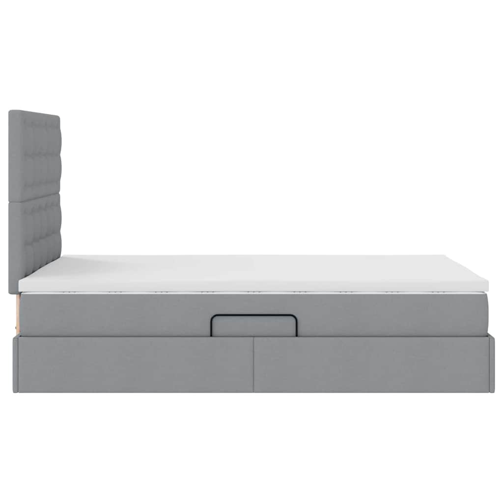 Storage Bed with Mattress Light Grey 120 x 200 cm Polyester