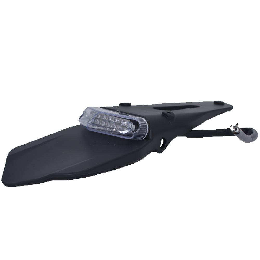 Motorcycle Rear Fender License Plate Bracket Holder with 12V LED Taillight Brake Lamp Universal for Enduro Off-Road Bike