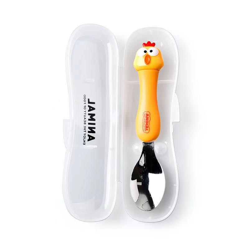 

Creative Cartoon Stainless Steel Children s Tableware Set 304 - Portable Baby Feeding Spoon & Box