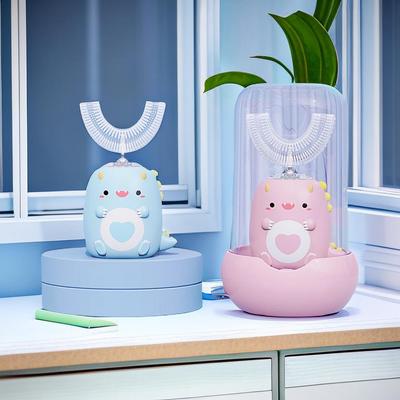 Spazzolino Elettrico a Forma di U per Bambini con Setole Morbide in Silicone e Design a Cartone Animato