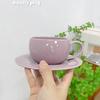 Retro Exquisite Egg-Shaped Coffee Cup And Saucer Set, Fire Stone Pattern Coffee Cup, Ceramic Afternoon Tea, High-End Figure Gift