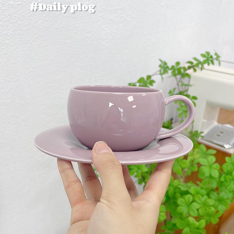 Retro Exquisite Egg-Shaped Coffee Cup And Saucer Set, Fire Stone Pattern Coffee Cup, Ceramic Afternoon Tea, High-End Figure Gift