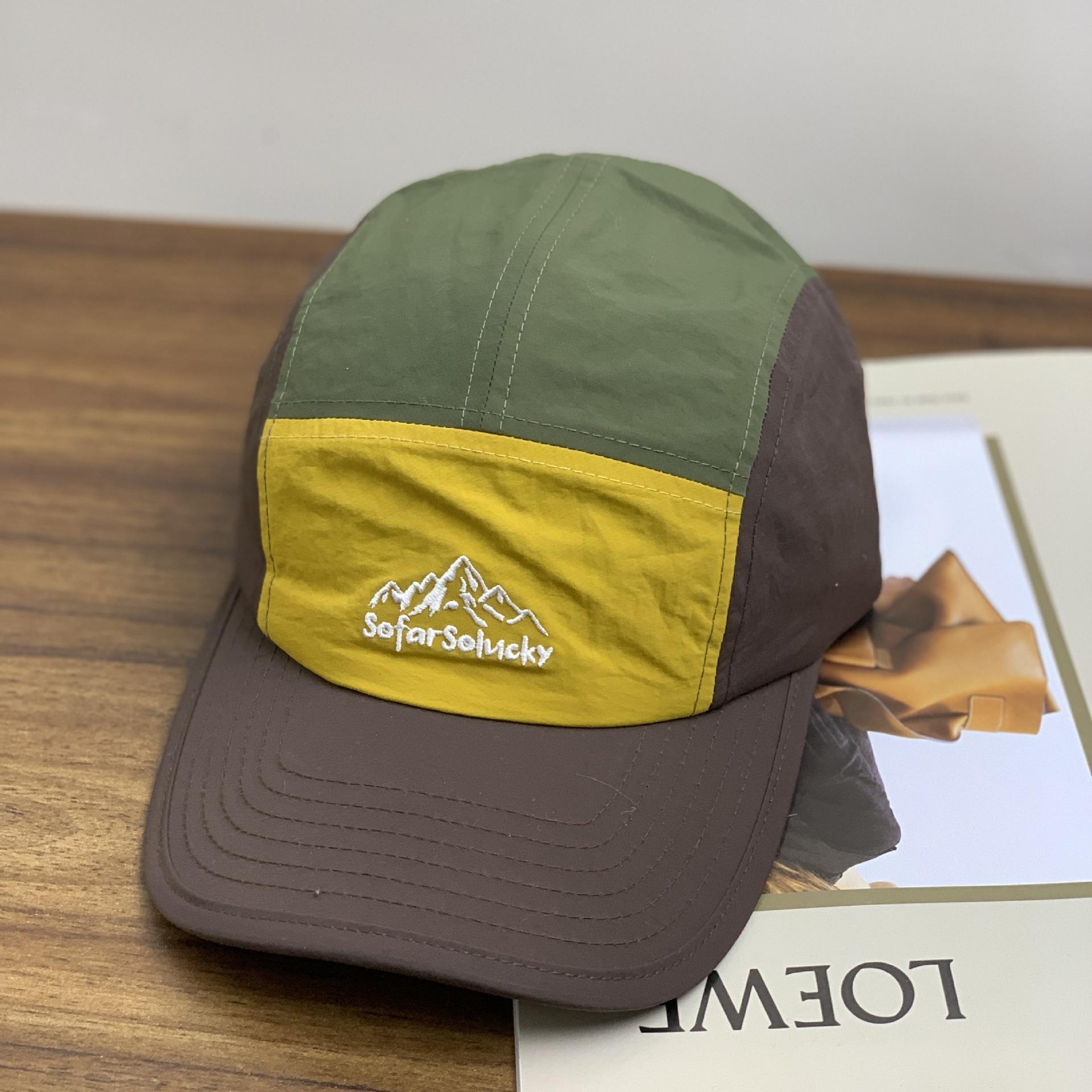 

Японская ретро-бейсболка с вышивкой в виде горной вершины, летняя кепка для защиты от солнца, быстросохнущая, водонепроницаемая, из пяти частей M（56-58cm）