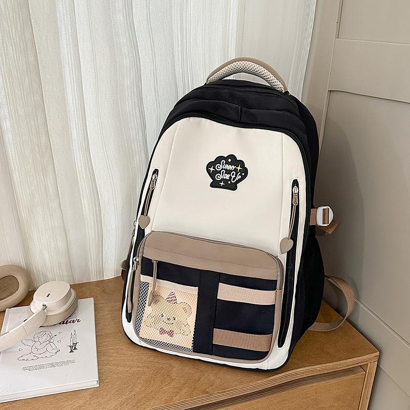 New High-value, Fresh and Sweet College Contrasting Color Splicing Backpack, Lightweight Backpack for Junior High School Students