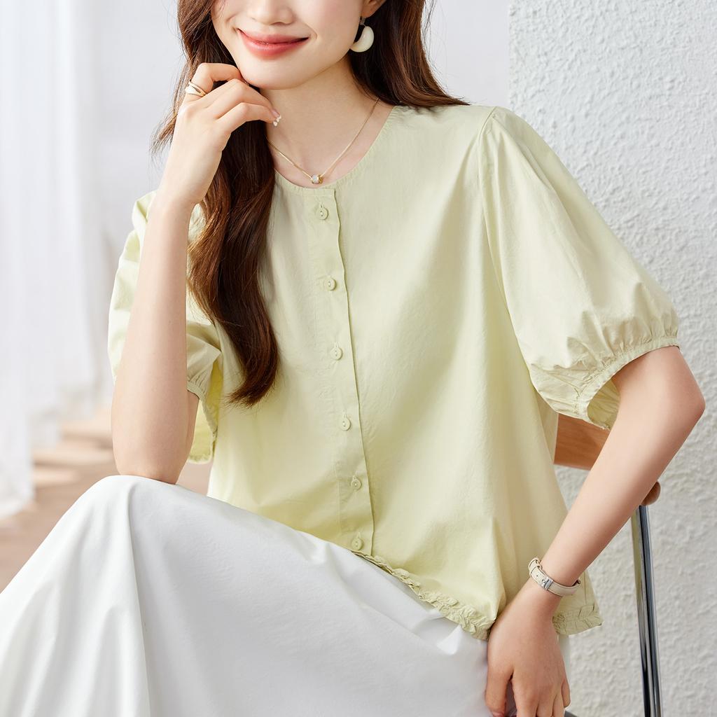 Pure Cotton Short-sleeved Shirt for Women In Summer New Korean Style Simple Temperament Small Versatile Shirt for Women