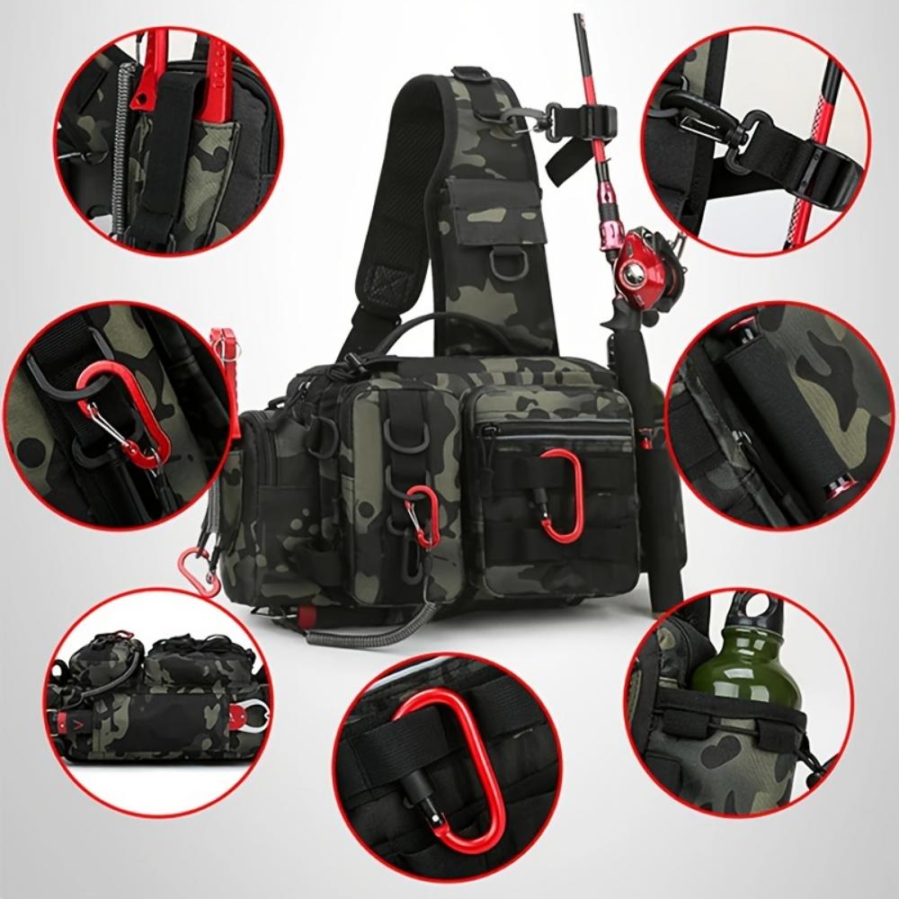Outdoor Fishing Backpack, Shoulder Crossbody Fishing Tackle Bag, Adjustable Belt Design, Suitable for Fishing, Hiking, Camping