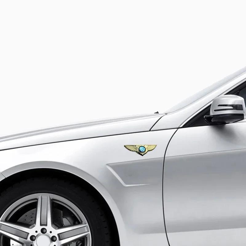 2025 Hot Metal Wings Car Front Grille Badge Rear Trunk Emblem Sticker For Volkswagen Polo Golf Jetta Beetle Tiguan Touran Passat