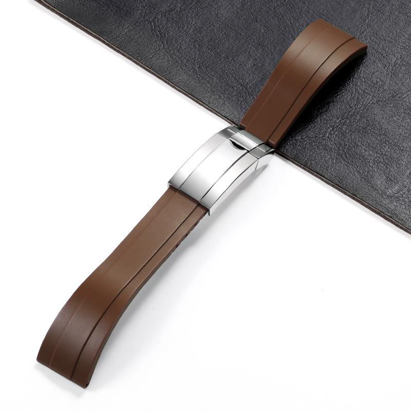 20mm for Rolex Rubber Band Watch GMT Daytona Submariner Silicone Waterproof Curved End Replacement Sport Watchband Fold Buckle