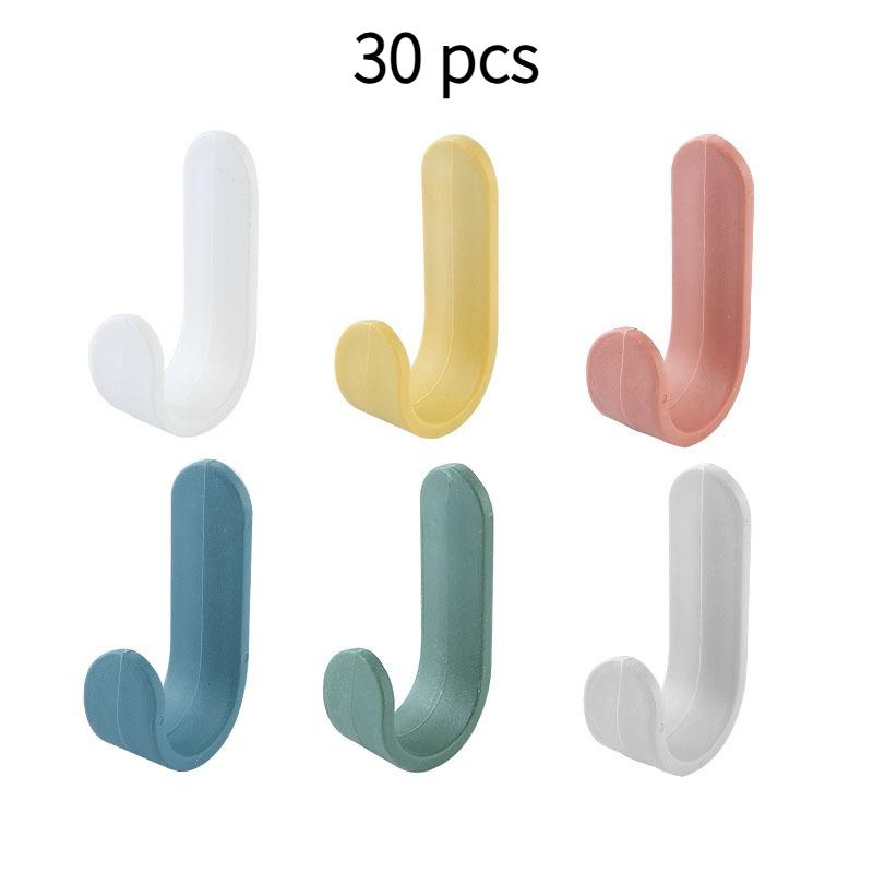 Nail-free J-shaped Hooks Adhesive Utility Hooks for Wall Decorative Key Holder Rack and Organization Coat Hook Multifunctional