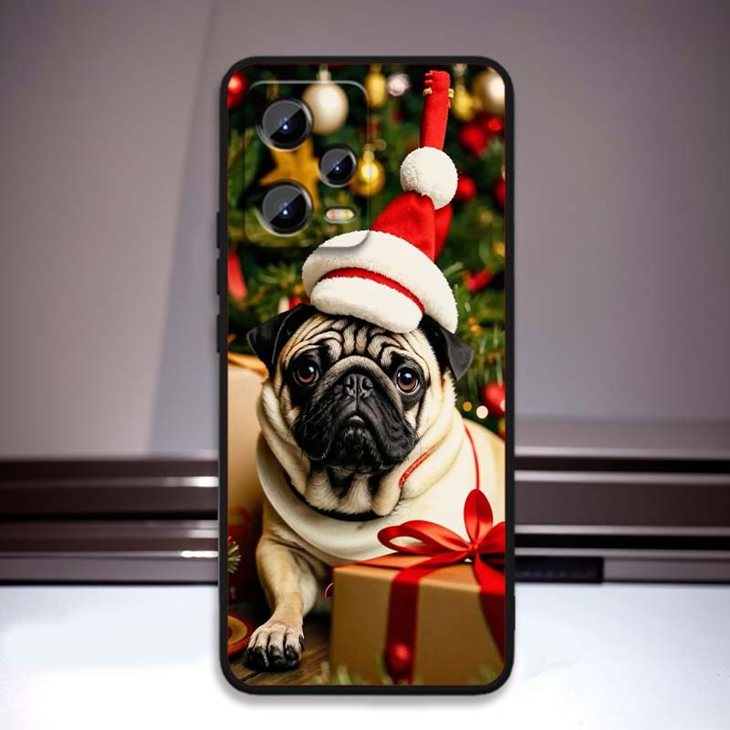 Christmas Cartoon Cat Art Phone Case For Xiaomi Redmi Note 15 14 13 12 12S 11E 11 11S Pro Plus 4G 5G Black Soft TPU
