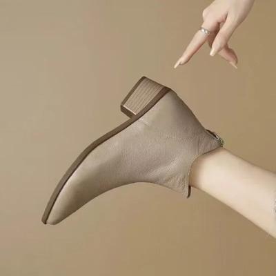 Fashion 2024 Hot Sale Ladies Shoes Ankle Women's Boots Fashion Pointed Toe Office and Career High Quality Square Heel Shoes for Women