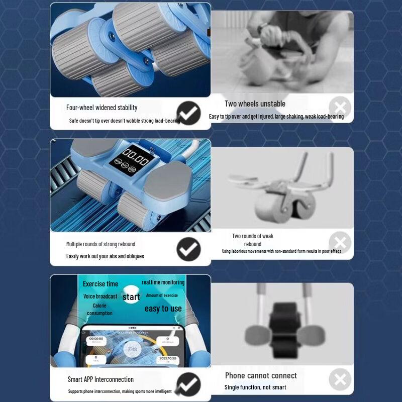 Smart Automatic Rebound 4-Wheel Abdominal Roller