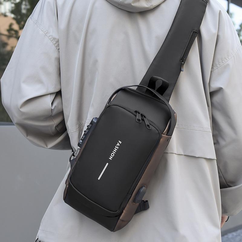 Locomotive Bag Password Anti-theft Breast Bag, Men's Shoulder Bag, Large-capacity Casual Men's Bag, Multi-functional Messenger Bag