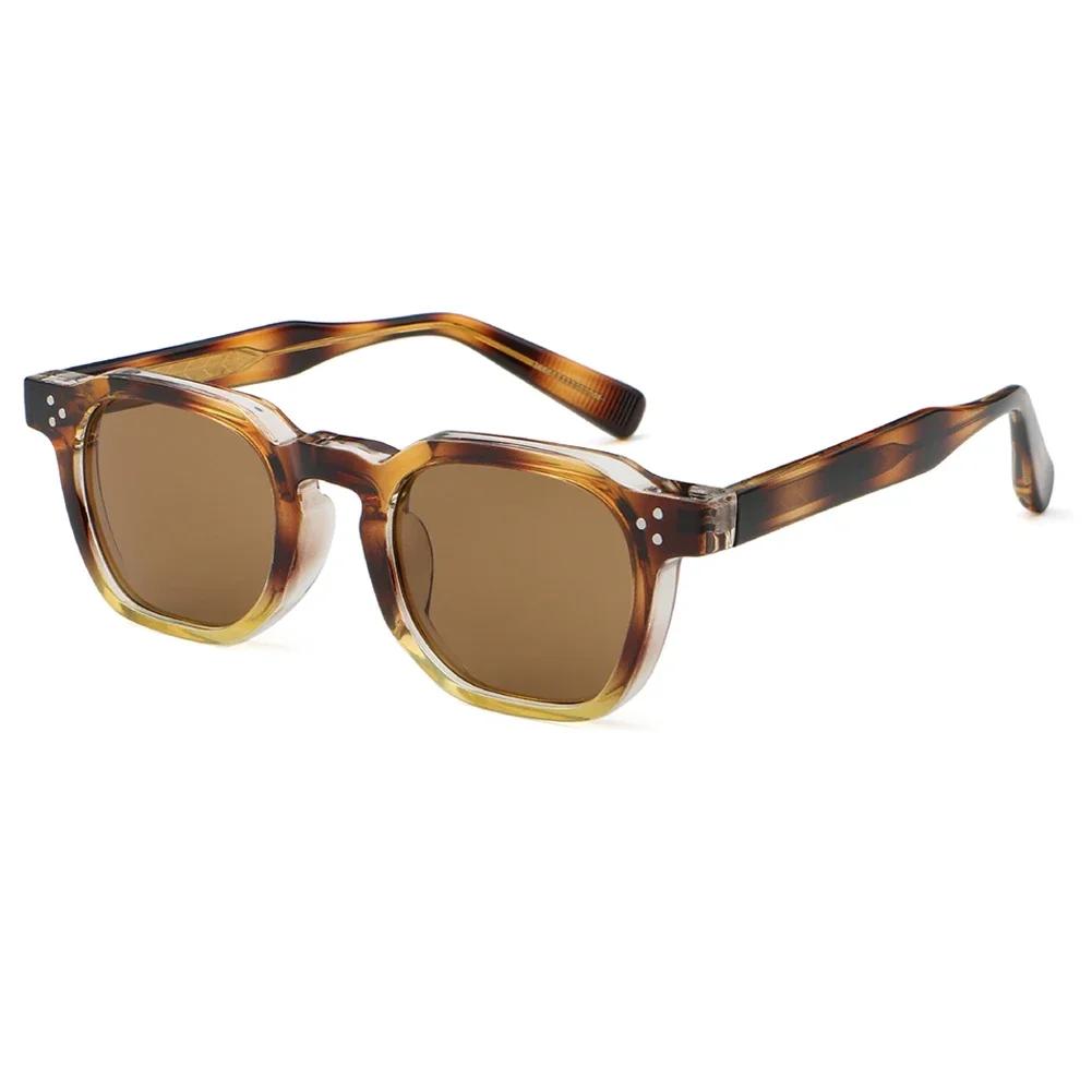Vintage Rivet Oval Sunglasses Women Men Luxury Leopard Print Anti Blue Light Eyewear Fashion Sun Glasses