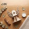 Handmade Wood Carving Gifts Wooden Angel Candle Holder, Small Guardian Tealight Holder Holiday Party Atmosphere Decorations for Living Room,