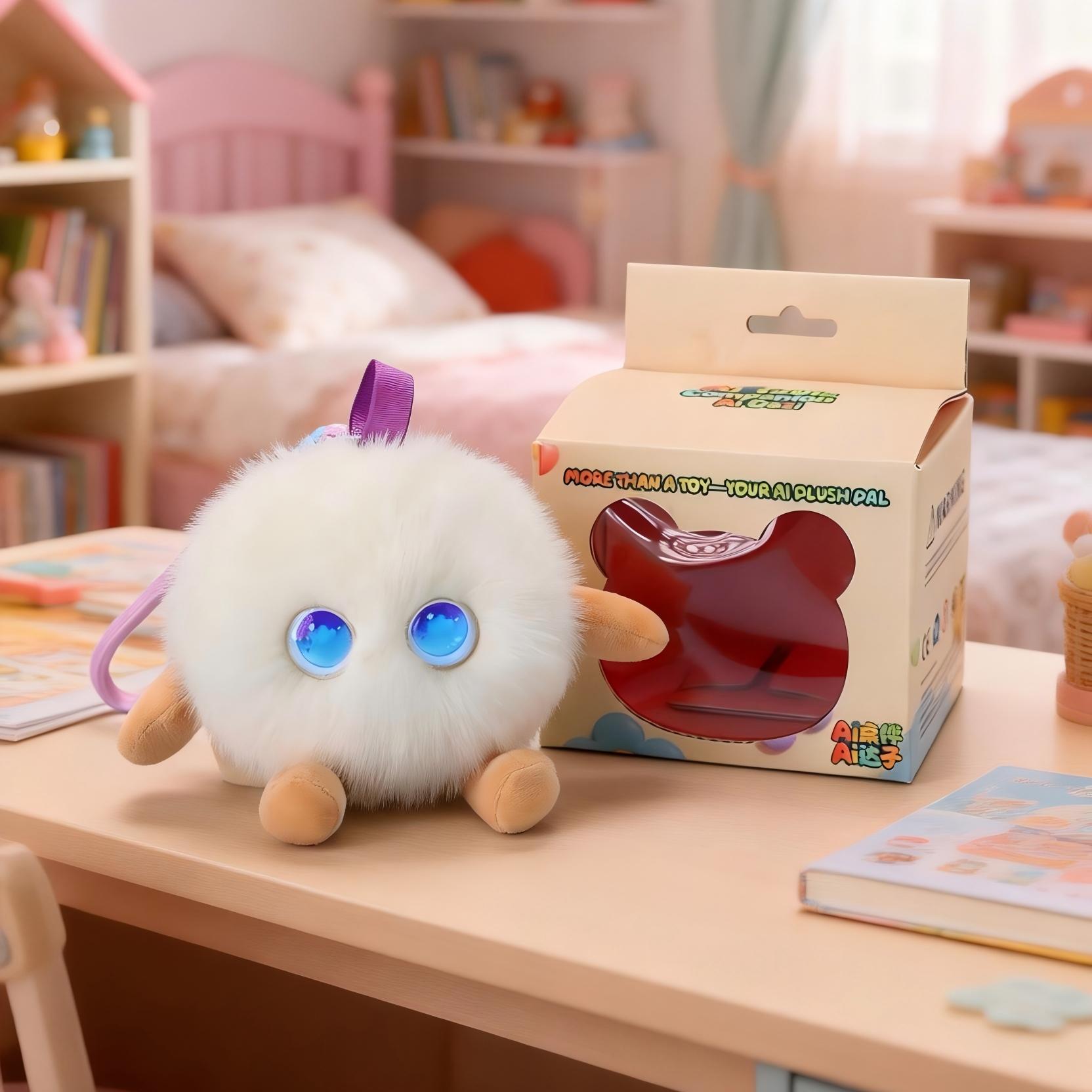 RG-AI-FZ3 Smart Robot Toy Fuzzy Ball AI Companion with Multi-color LED Eyes for Kids