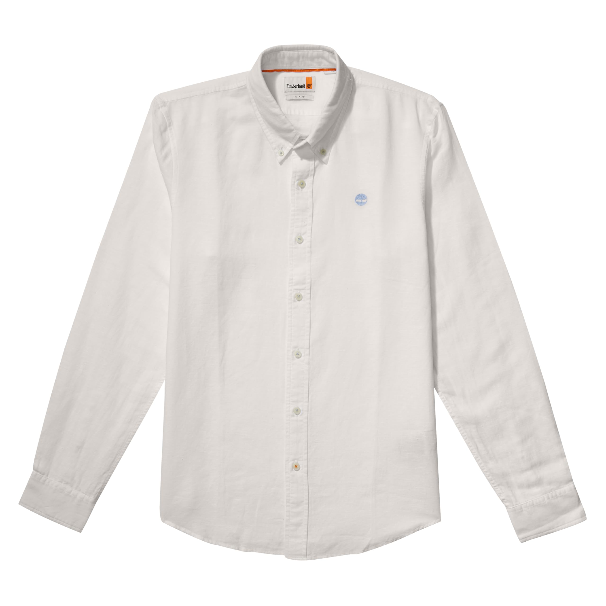 

Timberland Men s Long Sleeve Label Cotton Linen Shirt, White, Size M (TB0A24WR1001)