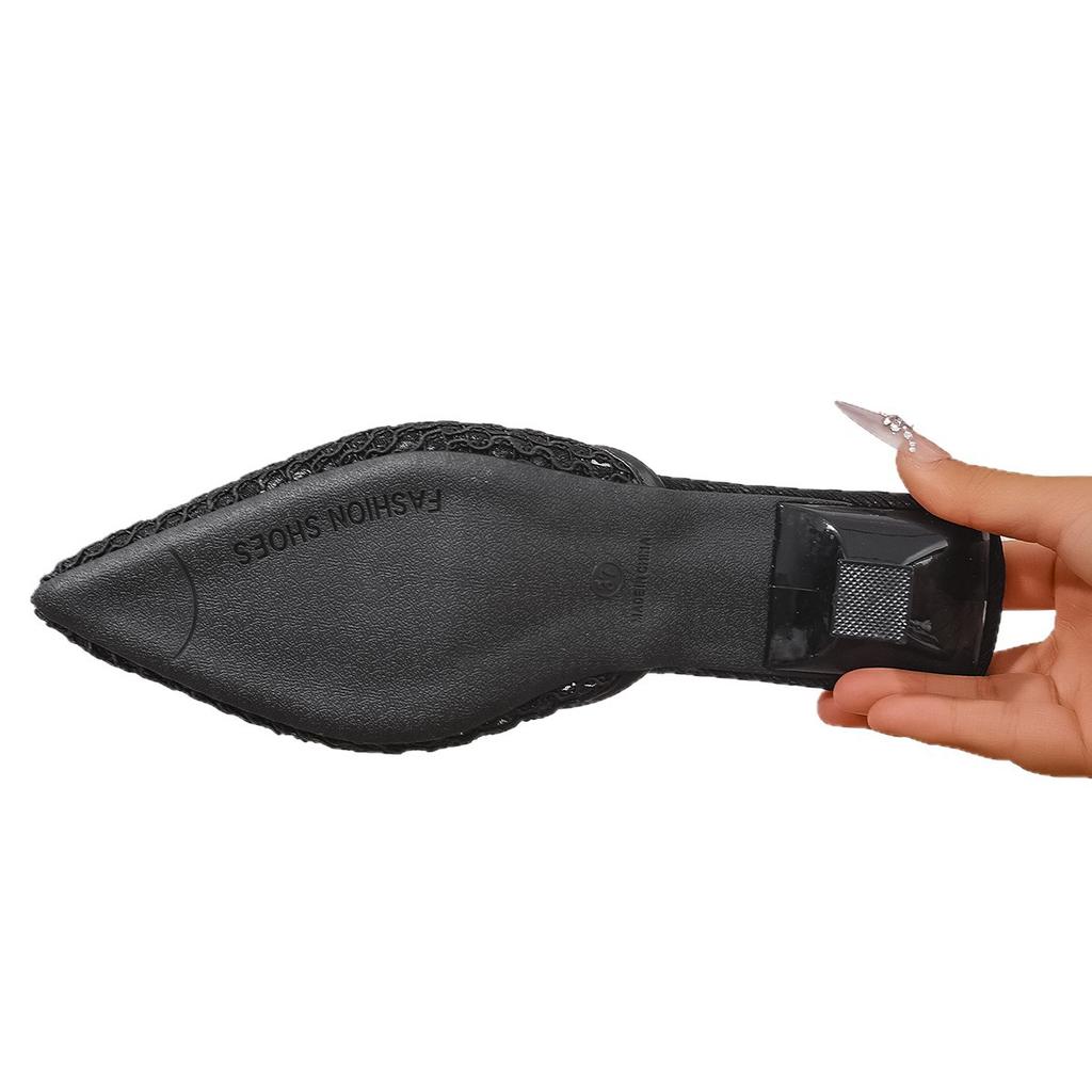 Foreign trade new 2025 summer baotou half-drag women's shoes 43 large size breathable high-heeled cool slippers sexy European and American slippers