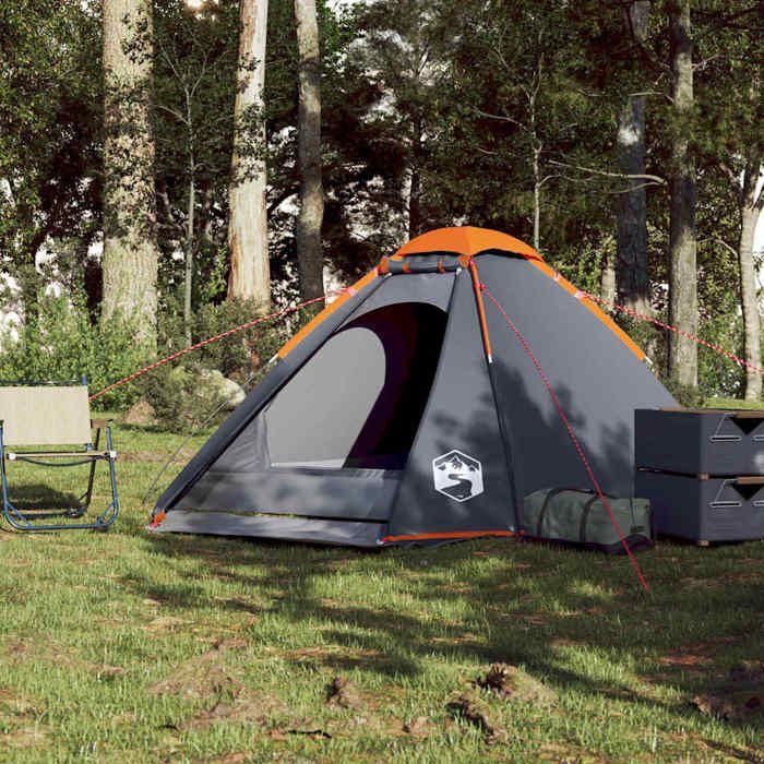 VidaXL Tente de camping à dôme 4 personnes gris et orange imperméable, tente, abri de camping, abri de jardin, tente de 94771