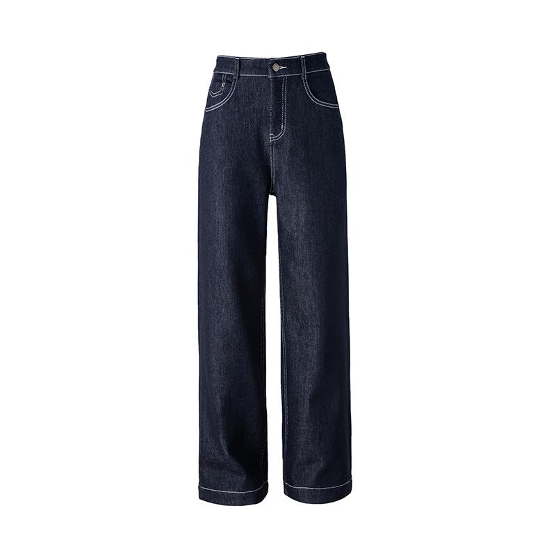 Retro fashionable velvet jeans women's winter new tannin loose straight slim wide-leg trousers