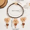 1SET/3PCS French Retro Style Handmade Flower Love Leopard Print Necklace Earrings Set