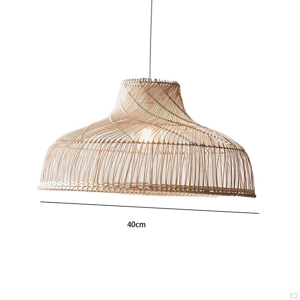 Rustic Style Rattan Woven Lampshade Round Pendant Lamp Shade for Kitchen Island Teahouse Office