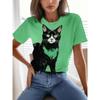 3D geprint dames T-shirt met korte mouwen, plus-size dameskleding, modieus en veelzijdig, casual, dagelijkse kleding
