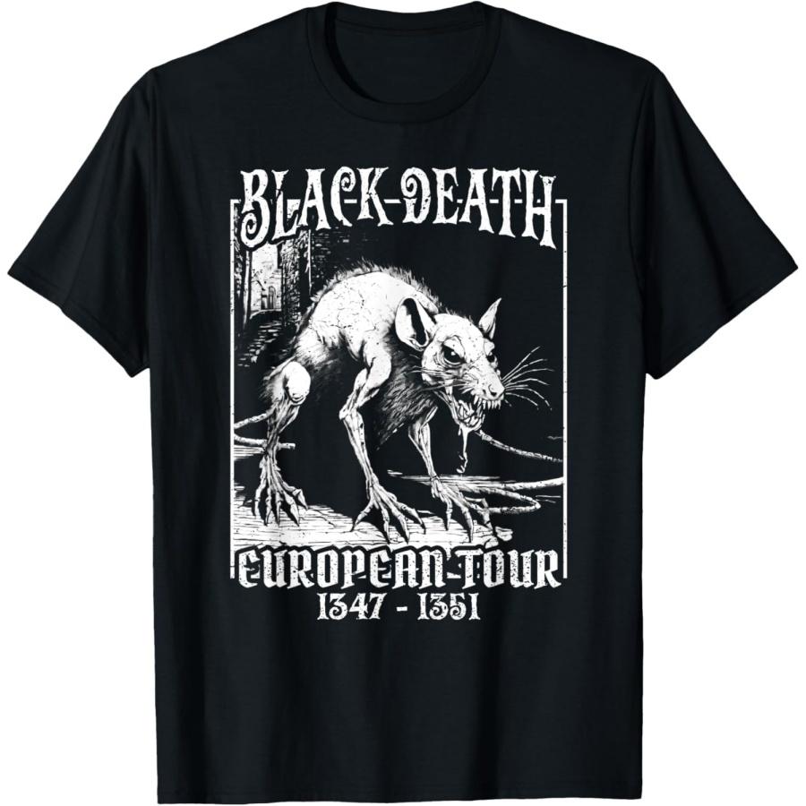 HQDSAD Black Death European Tour 1347-1351 Creepy Medieval Rat T-Shirt S