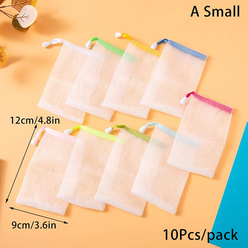 Hangable 10Pcs/Set Exfoliating Bath Bubble Delicate Foam Face Cleansing Tool Soap Saver Bag Net Soap Pouch Foaming Mesh Bag