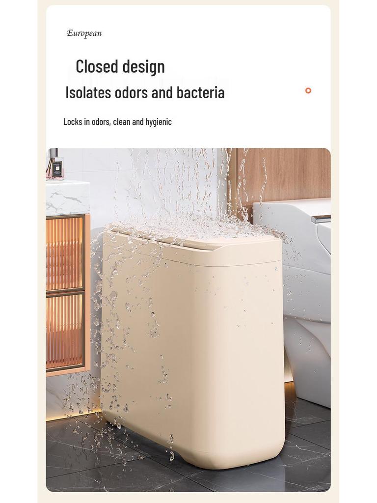 Schub-Mülleimer mit Deckel, Großes Fassungsvermögen für Wohnzimmer/Badezimmer
