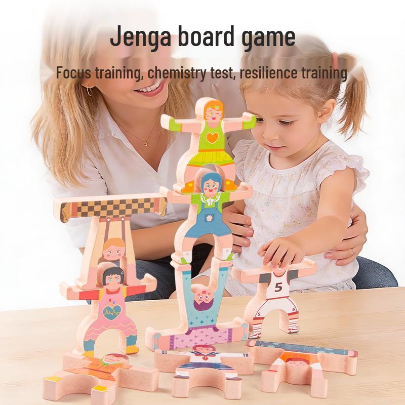 CE CPC Certified Children's Educational Wooden Hercules Balance Blocks: Parent-Child Early Education Stacking Toy.