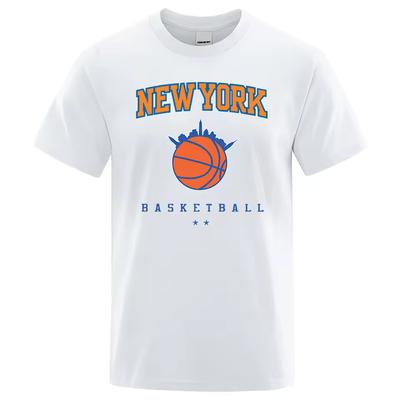 New York Basketball Personality Street Male Clothes High Quality Oversize T-and Kids Tshirts Summer Breathable T-and Kids Tshirt Hip Hop Cotton Tops