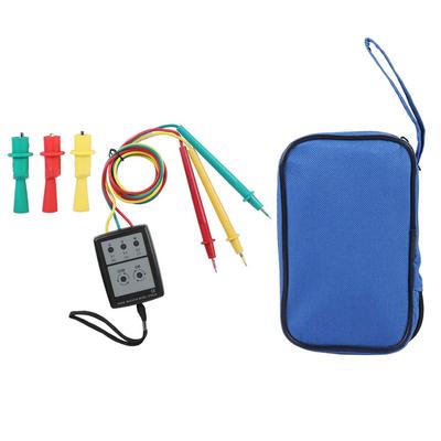 Three-Phase AC Phase Detector with LED Indicator, Buzzer, and Clip, 60V-600V, 3-Phase AC Voltage, Rotation, Voltage, and Clamp Meter for Breakers,