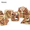 7 Pcs Golden Red Dragon Metal Dice Hollow Metal Polyhedral Dice Set Suitable For Role-Playing Dice PropBoard Game Gift