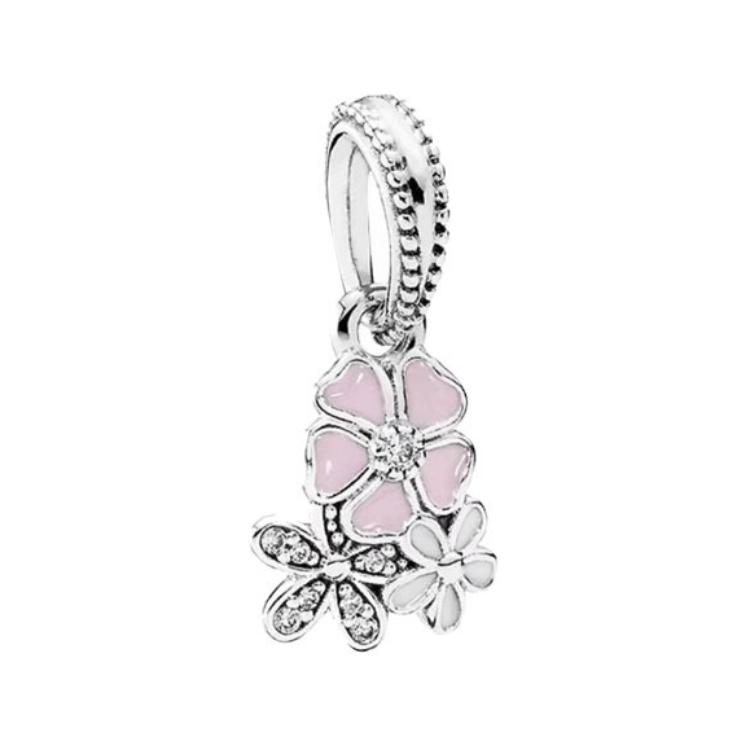 Pandora Enamel Flower Charm Women Pendant Pink 791824ENMX Box