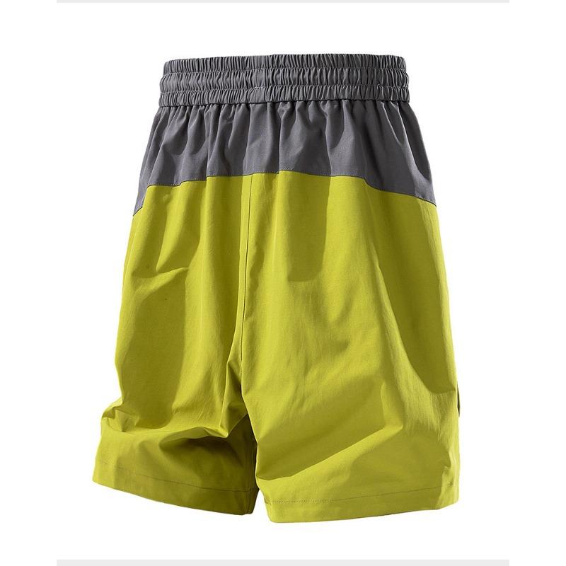 Men's Quick Dry Athletic Shorts - Color Block Drawstring Running Shorts with Reflective Stripe Detail