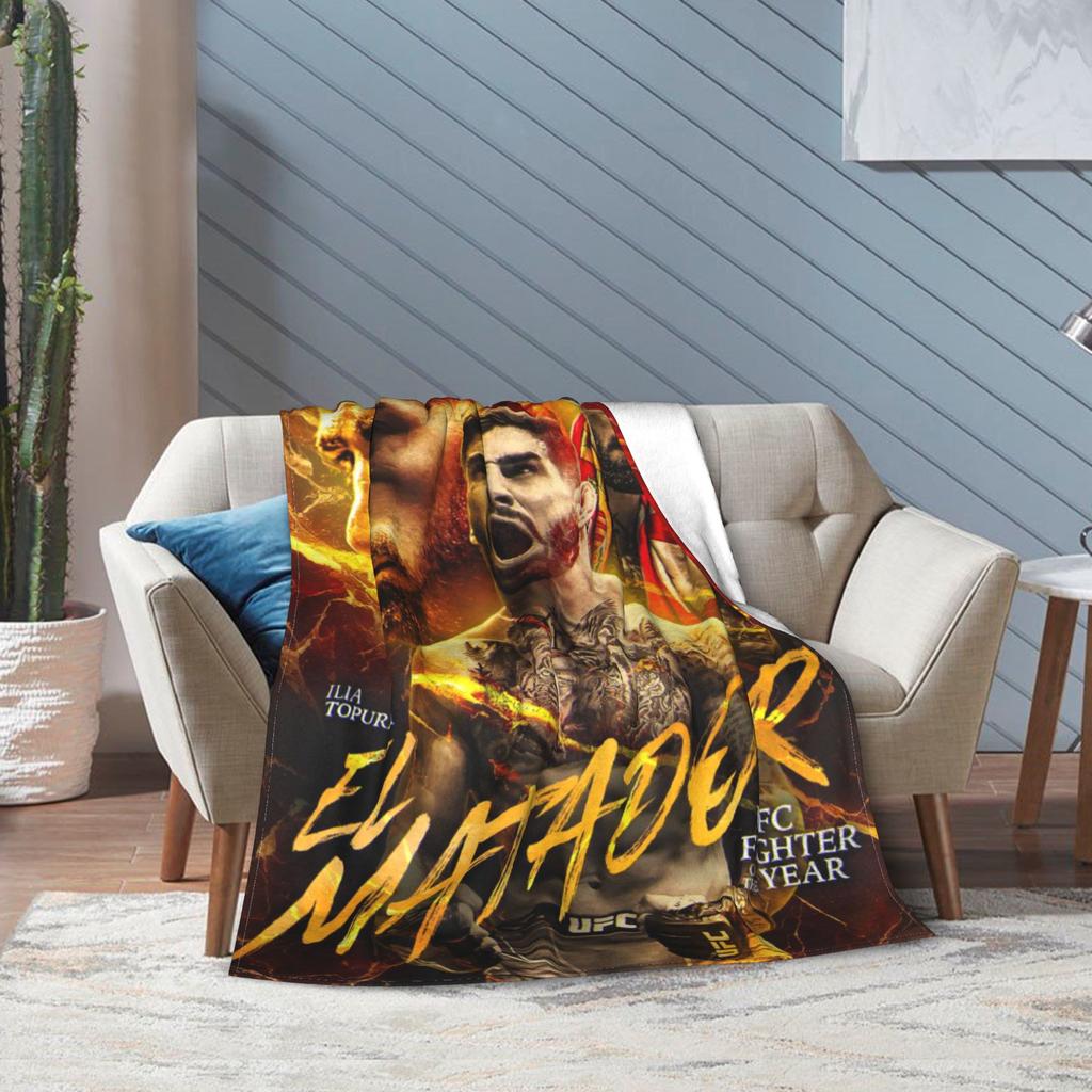 Ilia Topuria Wrestling Wrestler Blanket Multiple Sizes Warm Cozy Fluffy Throw Blankets for Couch Sofa and Bed