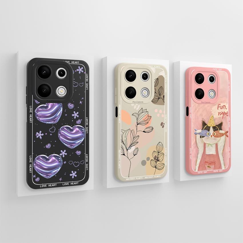 

For Xiaomi Redmi Note 13 12 14 Pro 13R 12R 14S Phone Case Pretty Purple Lover Heart Pattern Soft Silicone High Quality Anti Slip Shell For Redmi Cover Redmi Note 13 4G