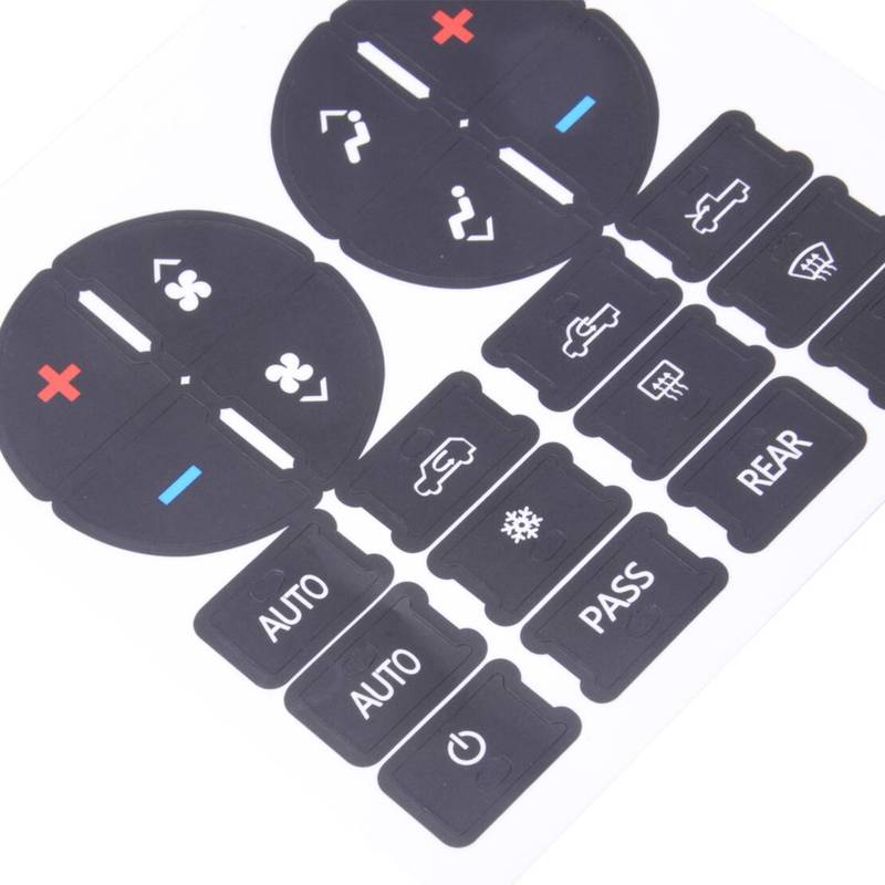 A/C Dash Button Decal Sticker Repair Kit Fit for Chevrolet 1500 2500 3500 GMC Sierra Yukon Saturn Outlook XR 2009-2012 Black