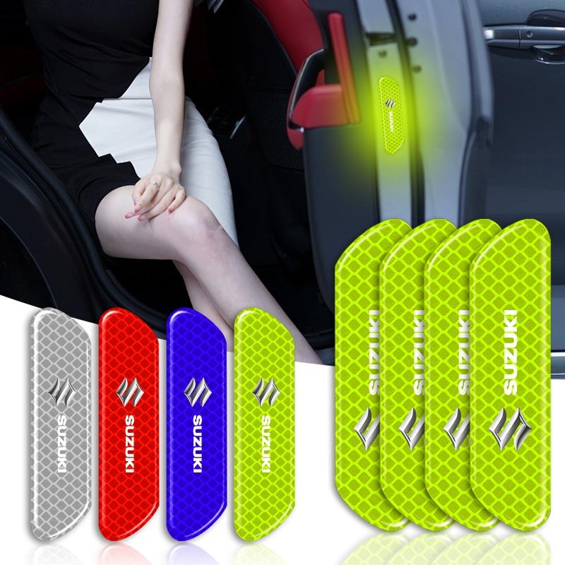 4PCS Car Door Safety Warning Reflective Mark 3D Sticker Car Accessories for Suzuki Grand Swift Jimny Vitara Baleno SX4 XL-7 GW250