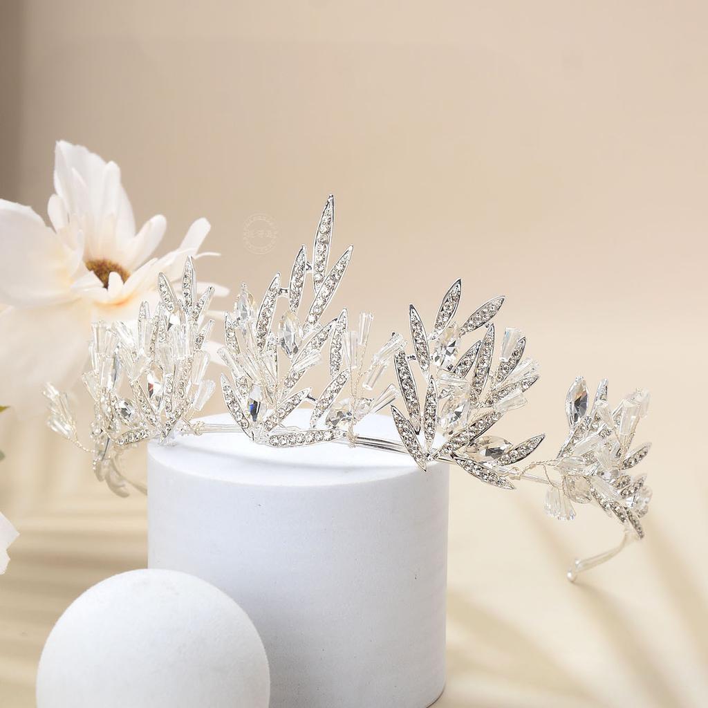 Korean Style Bridal Alloy Rhinestone Flower Decoration Crown Suitable for Ladies Wedding Banquet Wear