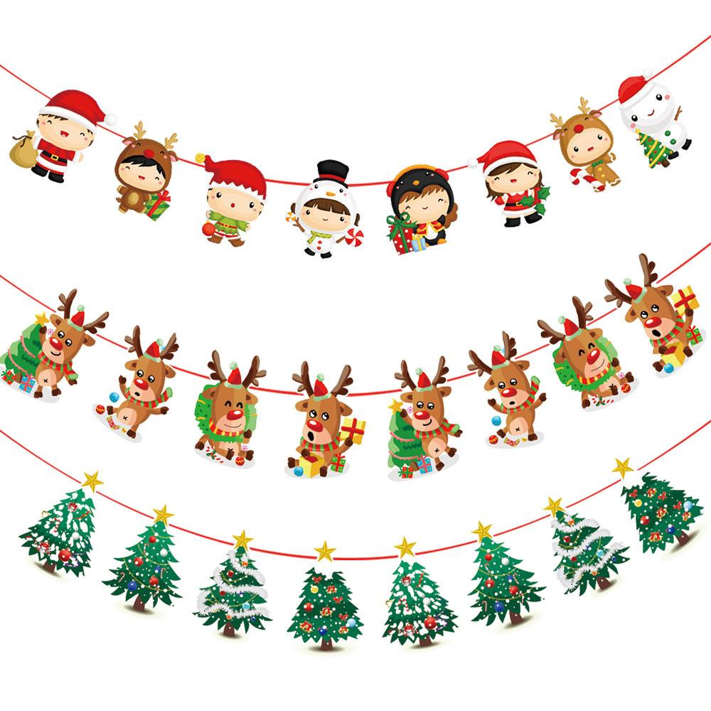 Paper Decorative Christmas Flags And Streamers For School Store Celebrations Featuring Cute Art Cartoon