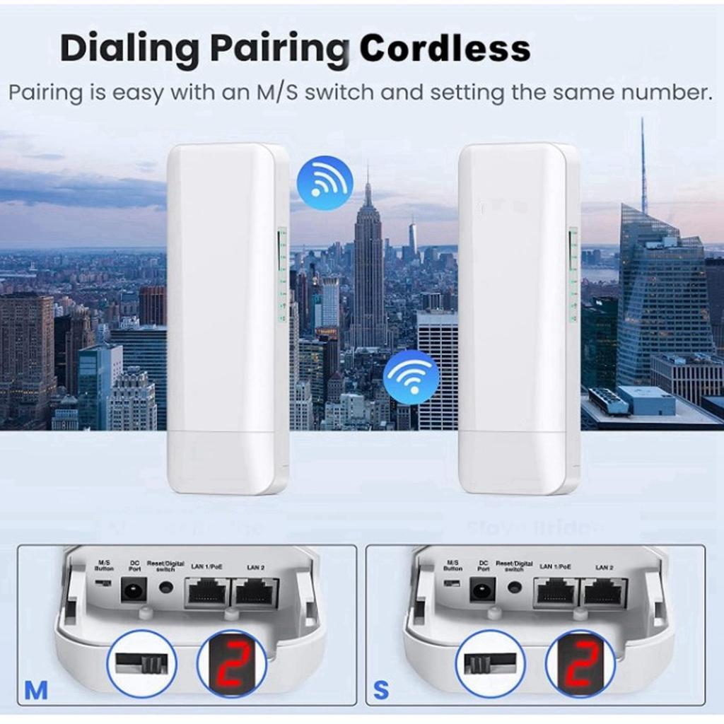 Wireless Bridge Point to Point 5.8G 3KM 2 RJ 45 LAN Port WiFi Ethernet Bridge with 14dBi High Gain Antenna 5.8G WiFi Bridge