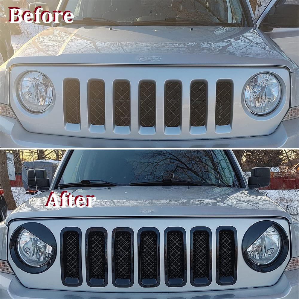 2X Front Angry Eyes Style Light Headlight Trim Cover For Jeep Patriot 2011-2017