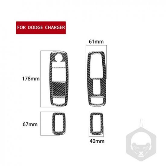 5 Stück Karbonfaser Innenfenster-Bedienfeldverkleidung Zierleiste für Dodge Charger