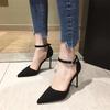 Spring and Autumn High Heel Women 2025 New Versatile Thin Heel Professional L Pointed Black Buckle Strap Single Shoe Women